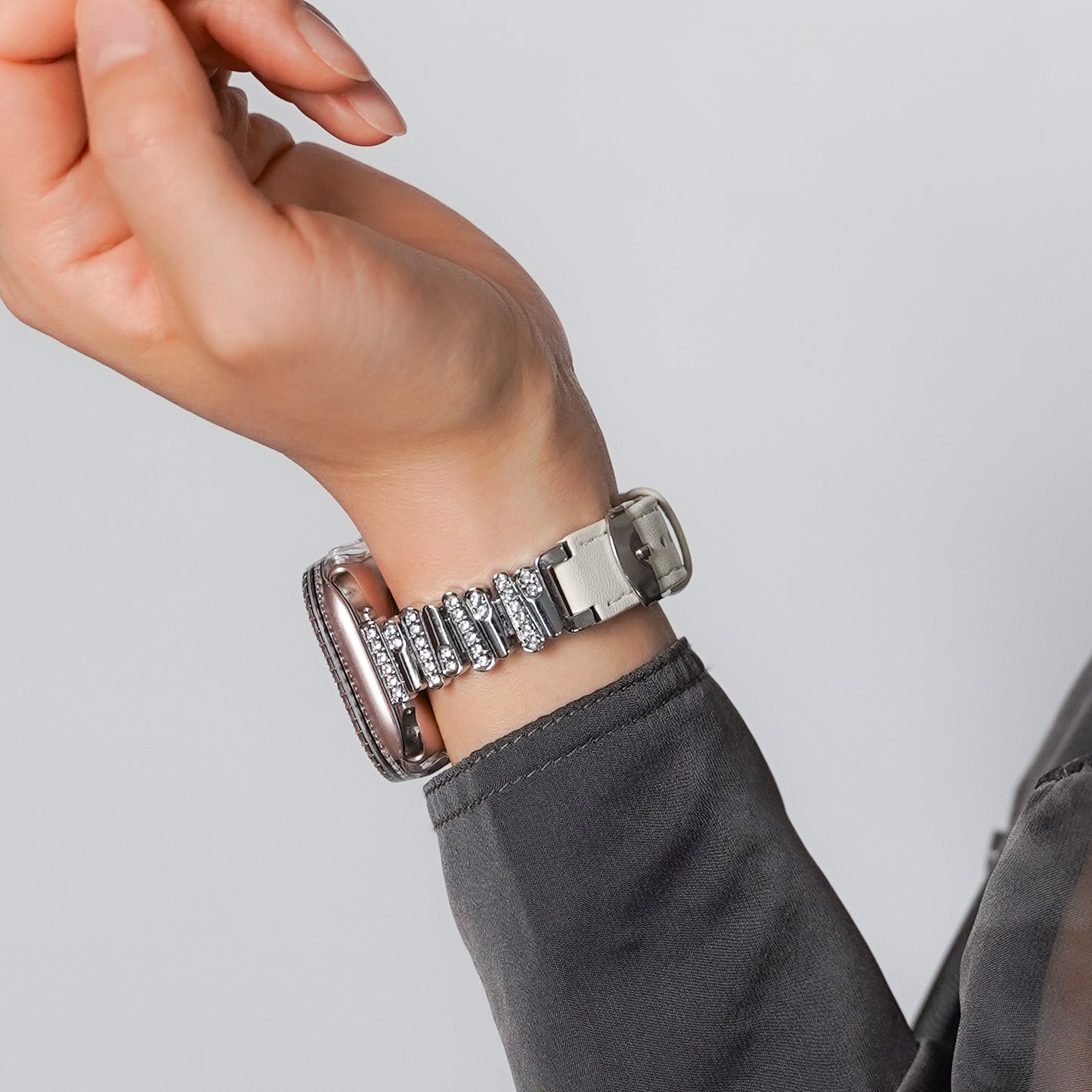 【NEW】ラインストーン スリムレザー アップルウォッチバンド Apple Watch ベルト