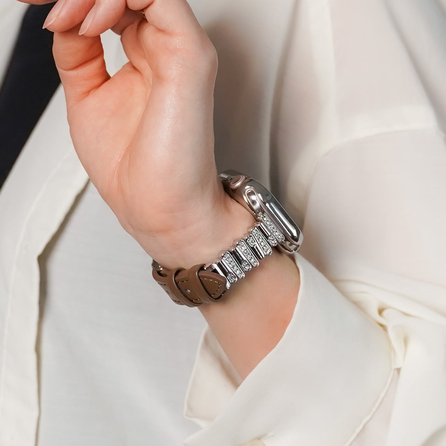 【NEW】ラインストーン スリムレザー アップルウォッチバンド Apple Watch ベルト