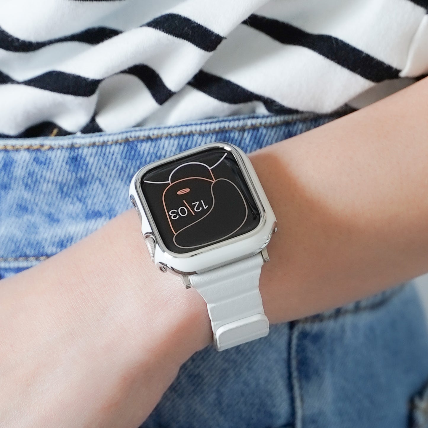 マグネット スリム レザー アップルウォッチバンド レザーループ Apple Watch ベルト