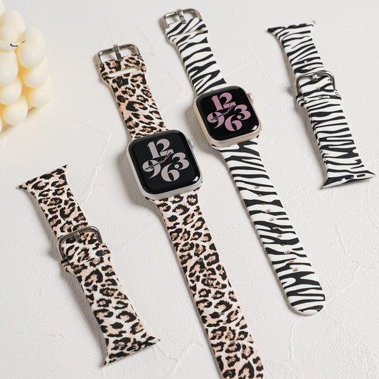 Animal Print Silicone Apple Watch Band Leopard Zebra Apple Watch