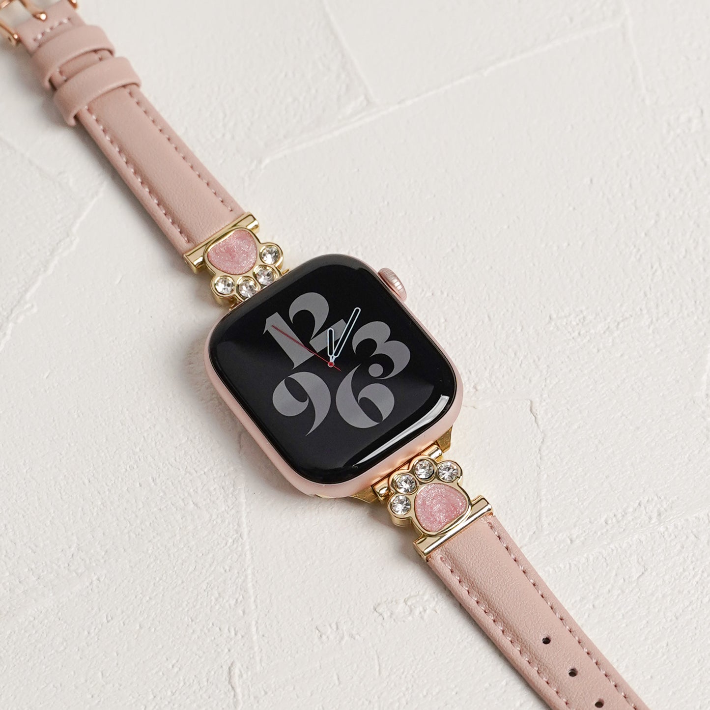 【NEW】スリムレザー 肉球チャーム 犬 猫 アップルウォッチバンド Apple Watch ベルト