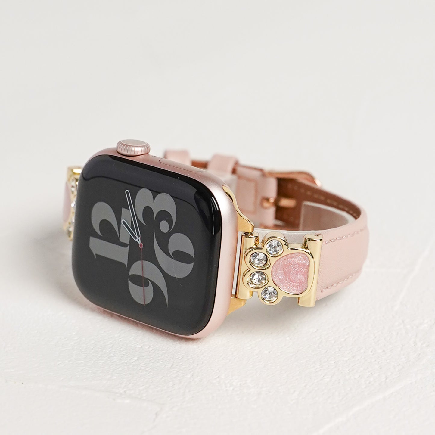 【NEW】スリムレザー 肉球チャーム 犬 猫 アップルウォッチバンド Apple Watch ベルト