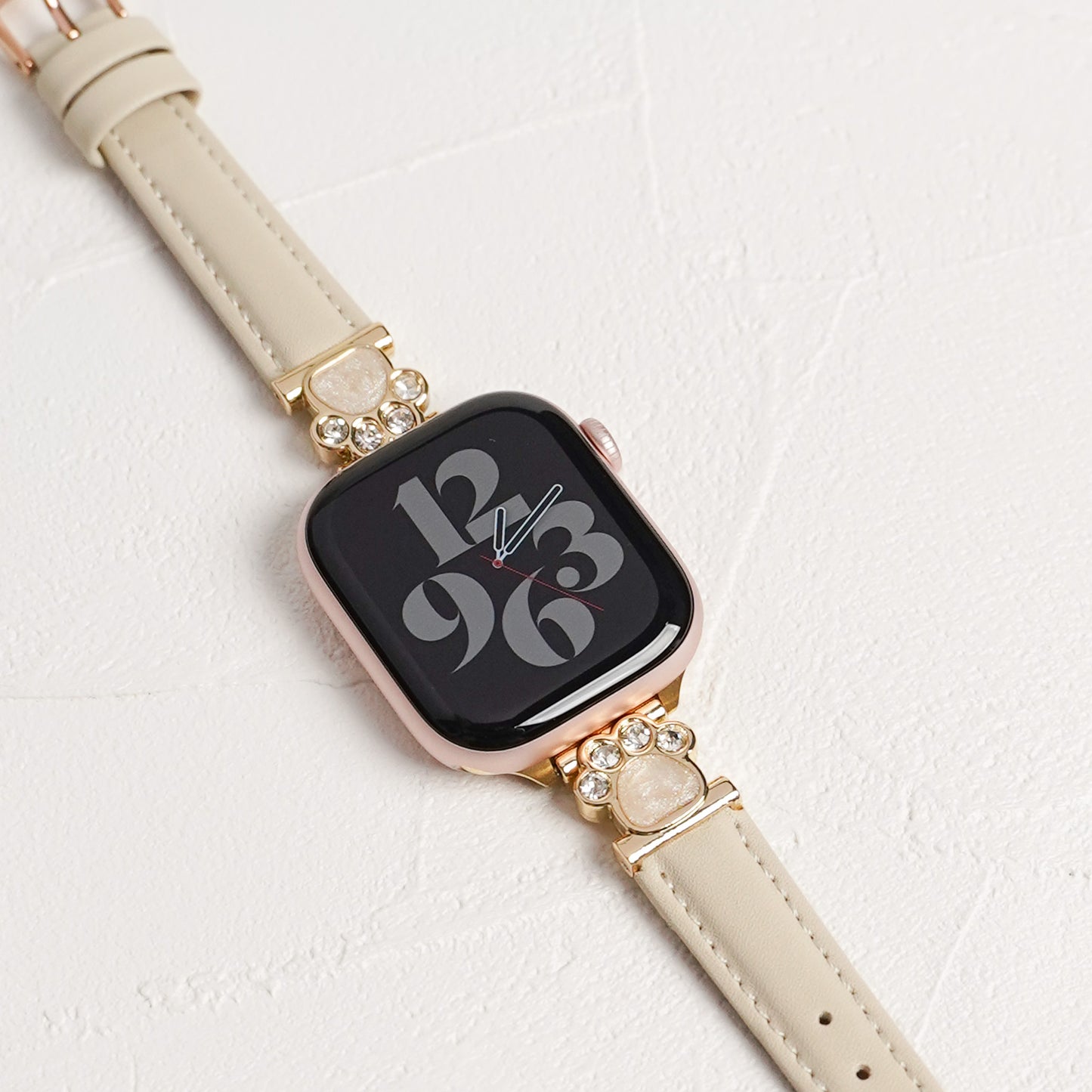 【NEW】スリムレザー 肉球チャーム 犬 猫 アップルウォッチバンド Apple Watch ベルト