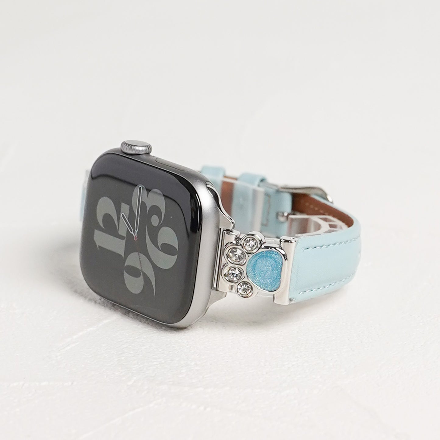 【NEW】スリムレザー 肉球チャーム 犬 猫 アップルウォッチバンド Apple Watch ベルト