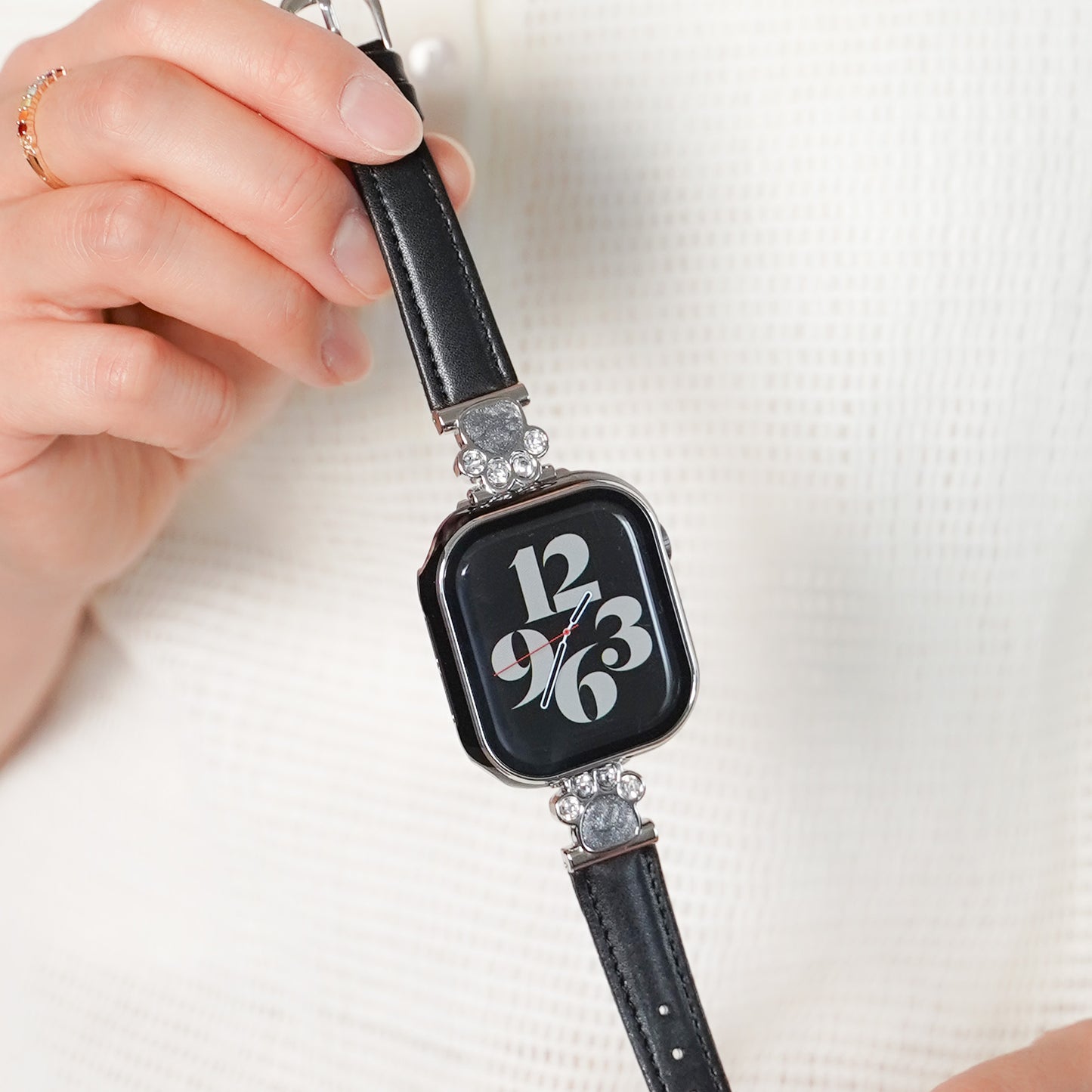 【NEW】スリムレザー 肉球チャーム 犬 猫 アップルウォッチバンド Apple Watch ベルト