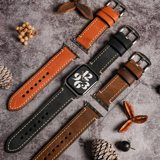 Leather Genuine Leather Men's Apple Watch Band Italian Leather Apple Watch