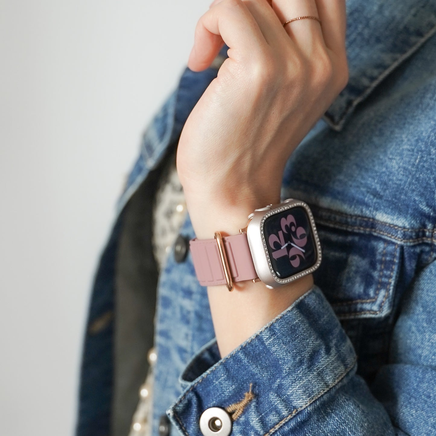 キラキラ ストーン1列 保護フレーム ハードタイプ アップルウォッチカバー ケース Apple watch