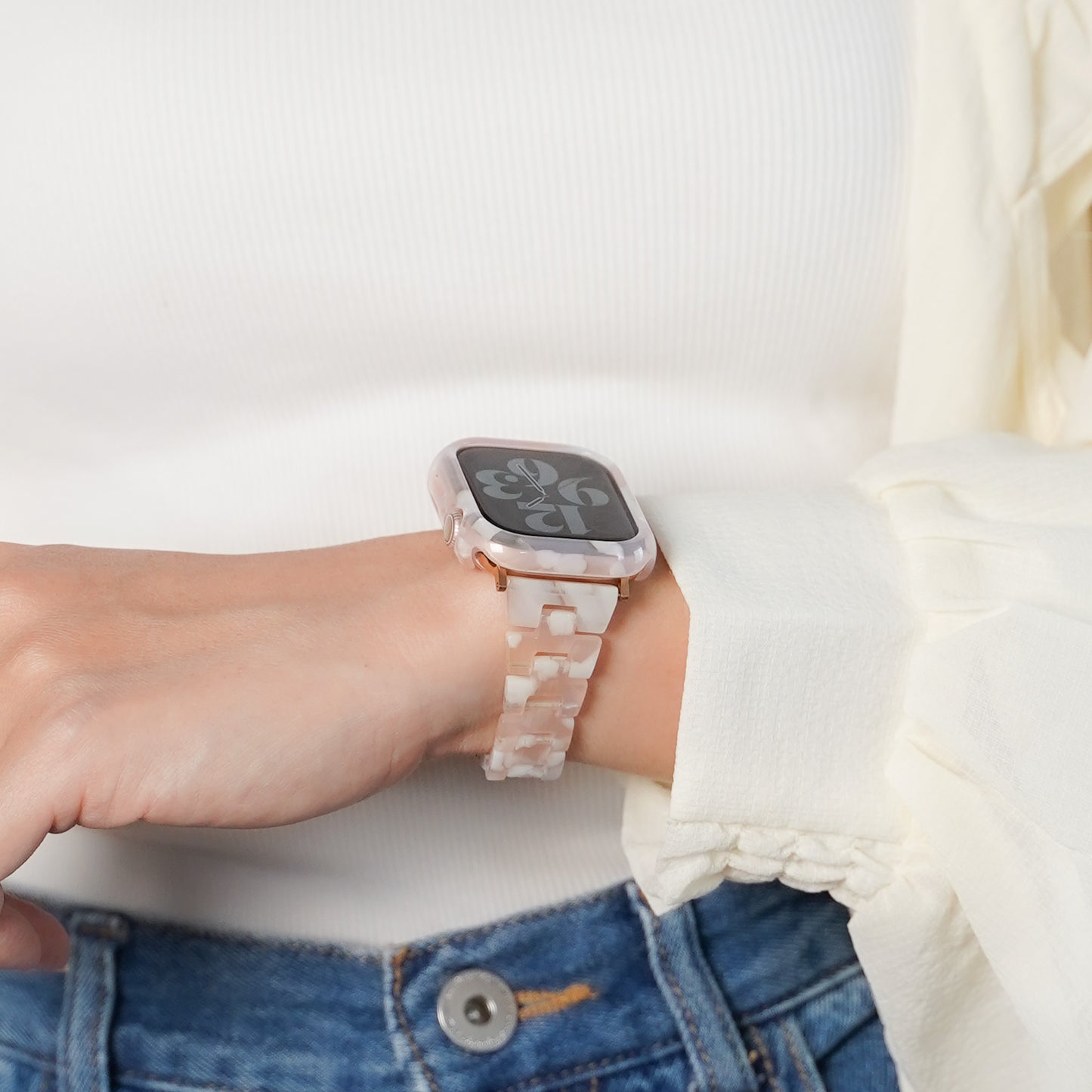 【NEW】樹脂 マーブル 保護フレーム ガラスなし ハードタイプ アップルウォッチ ケース Apple watch