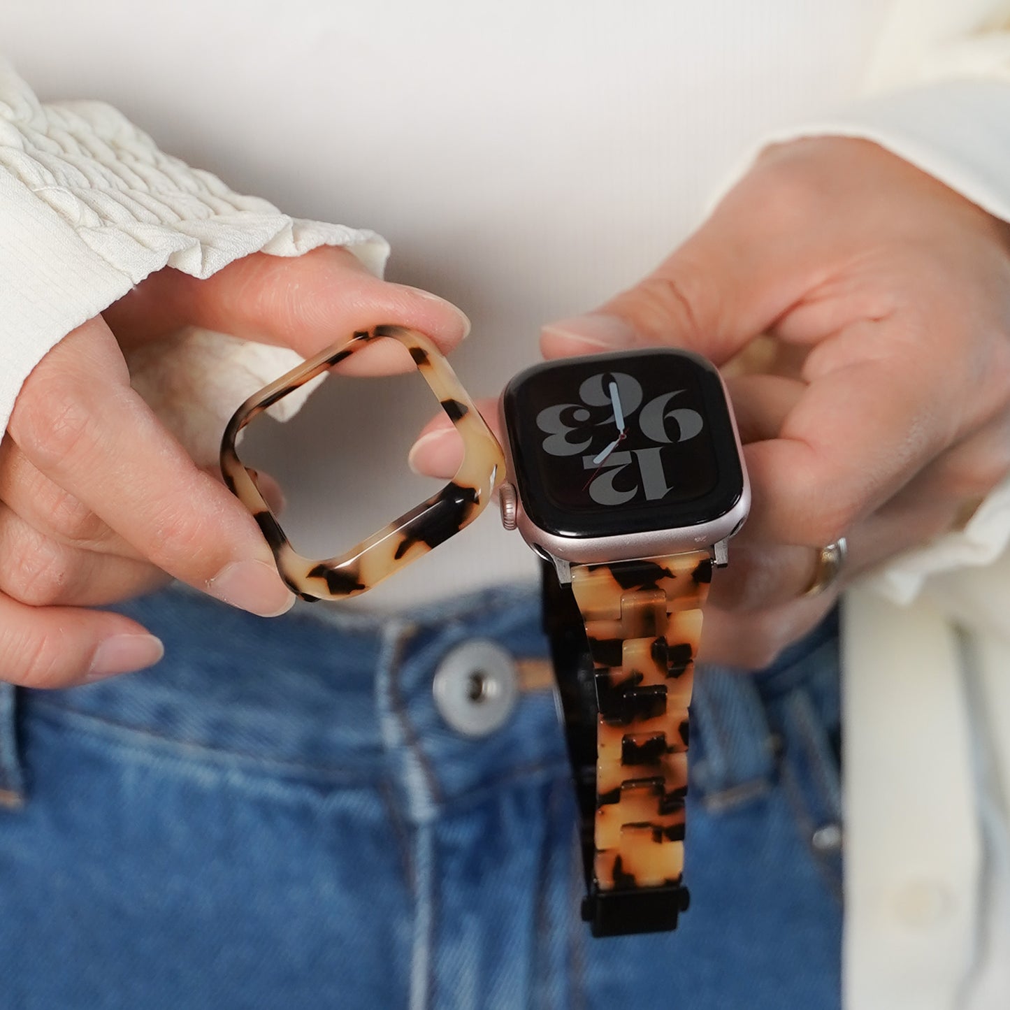 【NEW】樹脂 マーブル 保護フレーム ガラスなし ハードタイプ アップルウォッチ ケース Apple watch