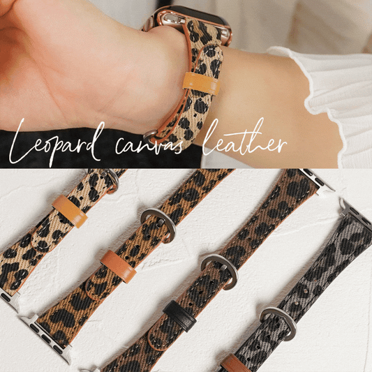 【NEW】レオパード キャンバスレザー スリム アップルウォッチバンド Apple Watch ベルト