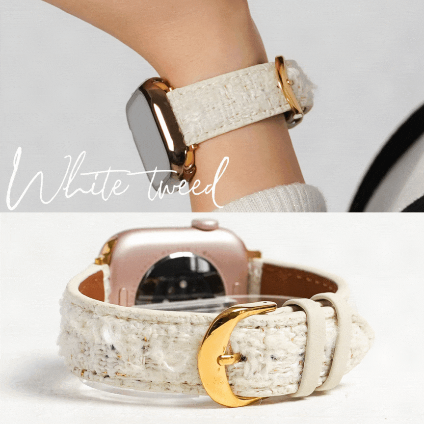 【NEW】ホワイトツイード レザー アップルウォッチバンド Apple Watch ベルト