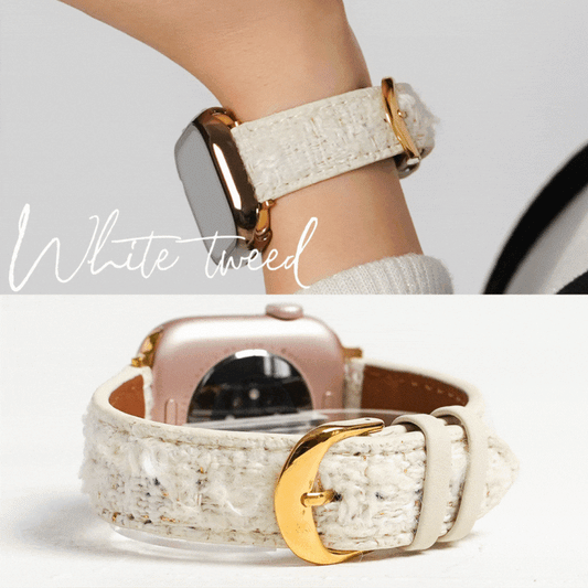 【NEW】ホワイトツイード レザー アップルウォッチバンド Apple Watch ベルト