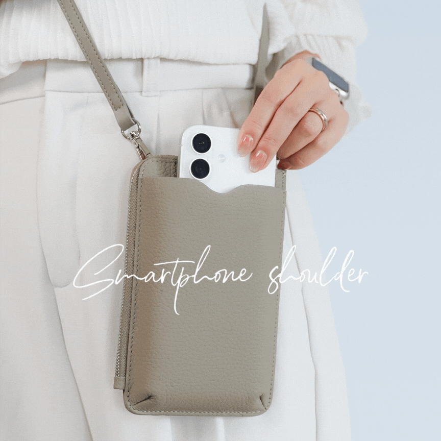 【NEW】スマホショルダー L字ファスナー レザー 本革 スマホポーチ 財布