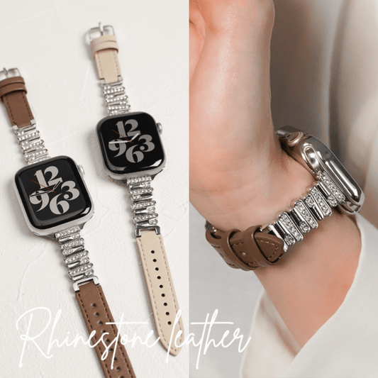 【NEW】ラインストーン スリムレザー アップルウォッチバンド Apple Watch ベルト