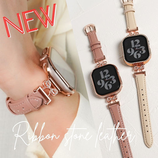 【NEW】リボンストーン スリムレザー アップルウォッチバンド Apple Watch ベルト