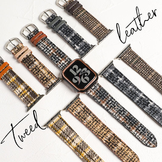 Tweed Leather Apple Watch Band Plaid Apple Watch