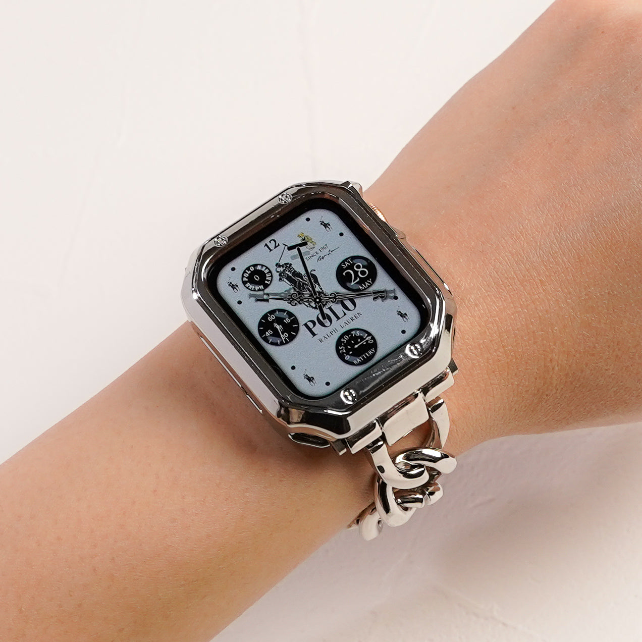 TPU メッキ スクエア 保護フレーム ソフトタイプ アップルウォッチ ハーフ カバー Apple Watch
