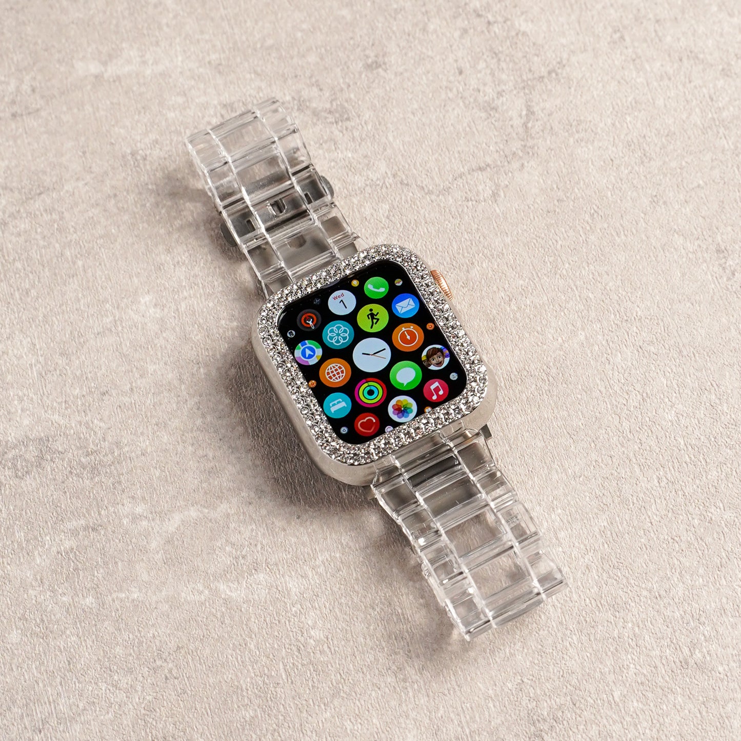 キラキラ ストーン 2列 保護フレーム ハードタイプ アップルウォッチ カバー Apple Watch