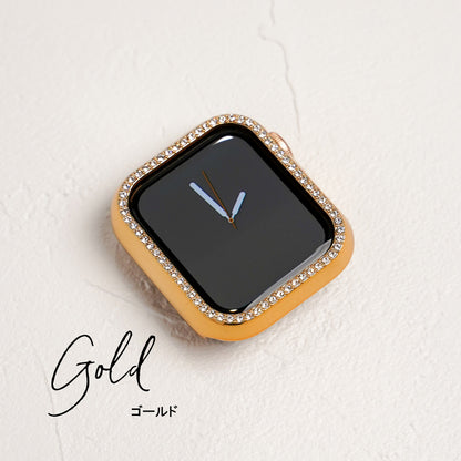 キラキラ ストーン1列 保護フレーム ガラスなし ハードタイプ アップルウォッチ ケース Apple watch