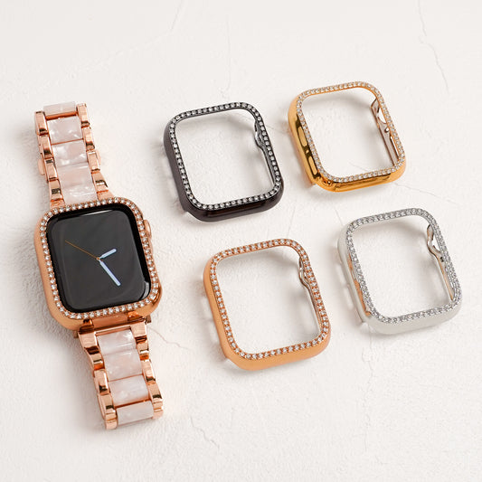 キラキラ ストーン1列 保護フレーム ガラスなし ハードタイプ アップルウォッチ ケース Apple watch