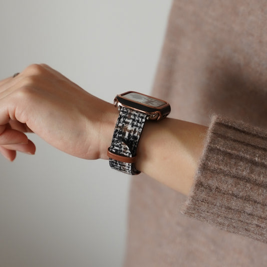 ツイード レザー アップルウォッチバンド チェック柄 Apple Watch
