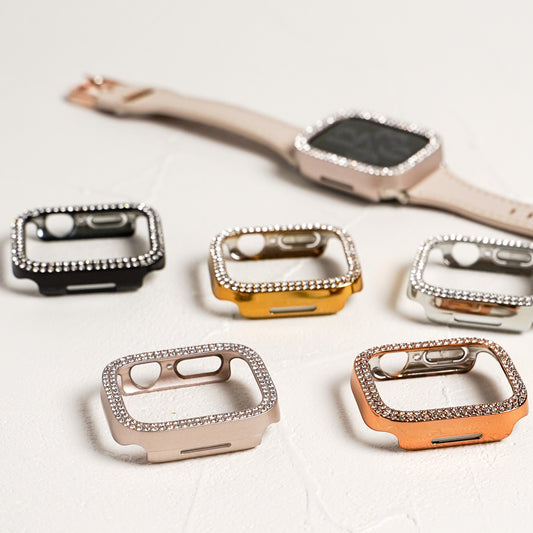 キラキラ ストーン 2列 保護フレーム ガラスなし ハードタイプ アップルウォッチ ケース Apple Watch