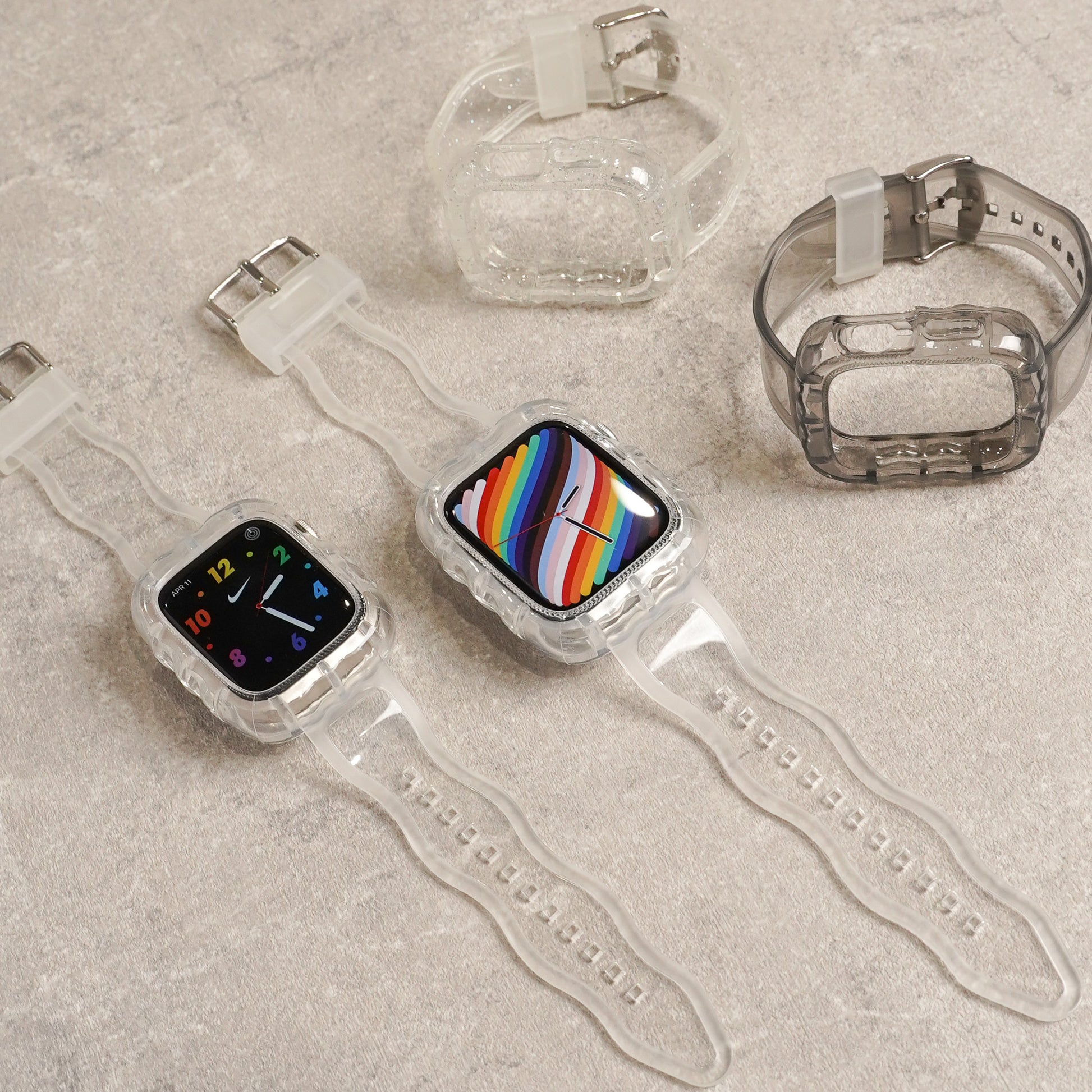 Apple Watch クリアバンド 42mm 44mm  透明 バンド 一体型