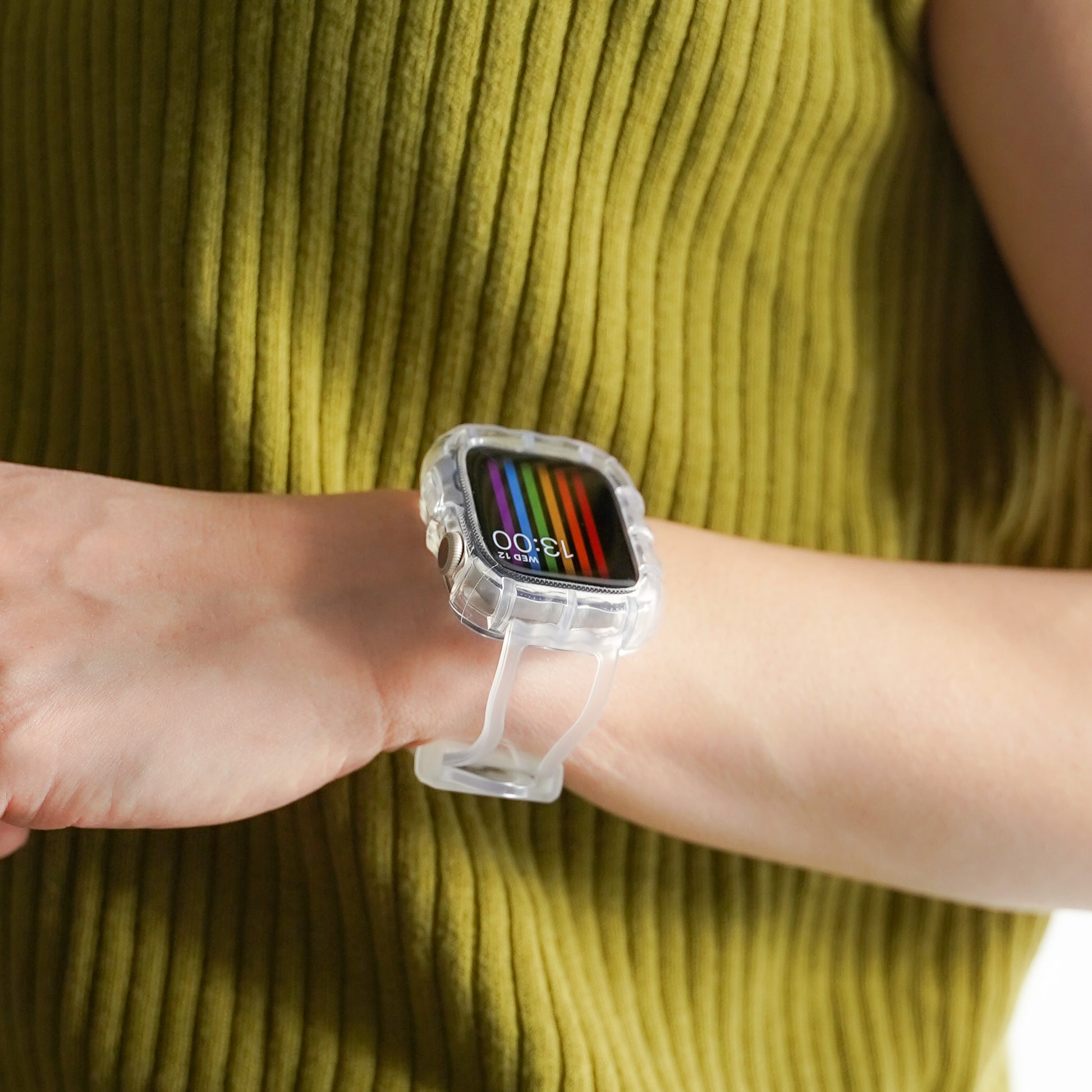クリア 一体型 ウェーブ アップルウォッチバンド ケース 透明 Apple Watch – Lamu's(ラムズ)